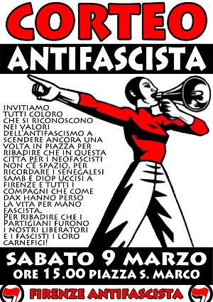 Volantino 9 Marzo 2013 corteo antifascista. Oggi come ieri, contro il fascismo con ogni mezzo necessario