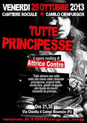 Volantino 25 Ottobre 2013 Spettacolo teatrale Tutte principesse