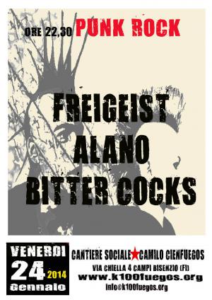 Volantino 24 Gennaio 2014 Serata punk rock Freigeist Alano Bittercocks