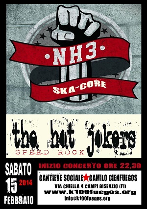 Volantino 15 Febbraio 2014 Serata ska-core nh3 the hot jokers