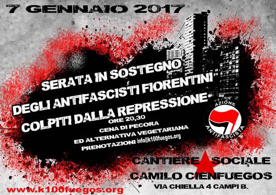 Volantino 7 Gennaio 2017 Serata in sostegno degli antifascisti fiorentini colpiti dalla repressione