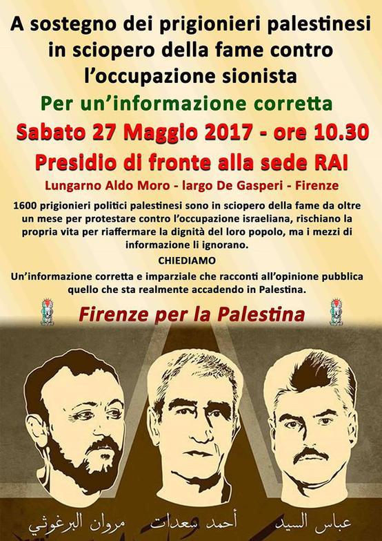 Volantino Firenze per la Palestina Volantino 27 Maggio 2017 Presidio a sostegno dei prigionieri palestinesi