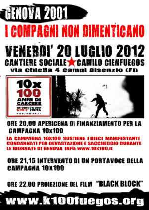 Volantino 20 Luglio 2012 Genova 2001 I Compagni non dimenticano