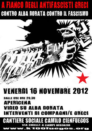 Volantino 16 Novembre 2012 Iniziativa contro alba dorata e contro il fascismo