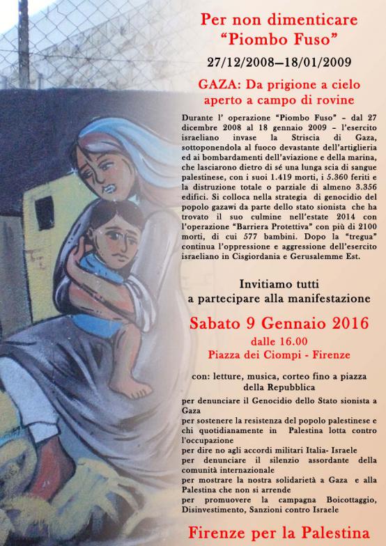 Volantino 9 Gennaio 2016 ore 16:00 Manifestazione in Piazza Ciompi Firenze