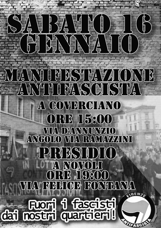 Volantino Manifestazione antifascista a Coverciano - Firenze Antifascista