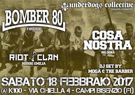 Volantino 18 Febbraio 2017 Underdogs collective Bomber 80, Cosa nostra e Riot clan