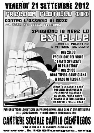 Freedom Flotilla 3 Ship to Gaza - Volantino iniziativa 21 Settembre 2012