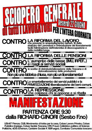 Volantino sciopero 22 Giugno 2012